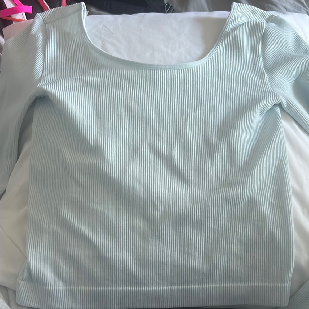 Women's Light Blue Ribbed Top